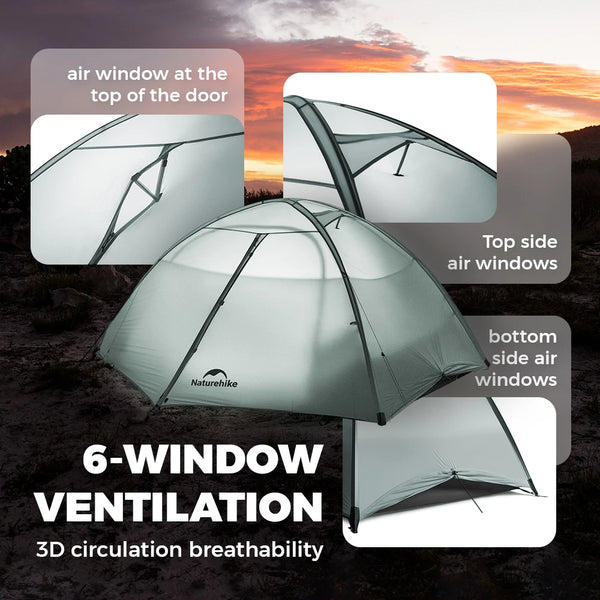 Naturehike 2026 New Ultra-Lightweight Waterproof Breathable Two-Person Hiking Tent Outdoor Six-Window Camping Quick-Set Tent