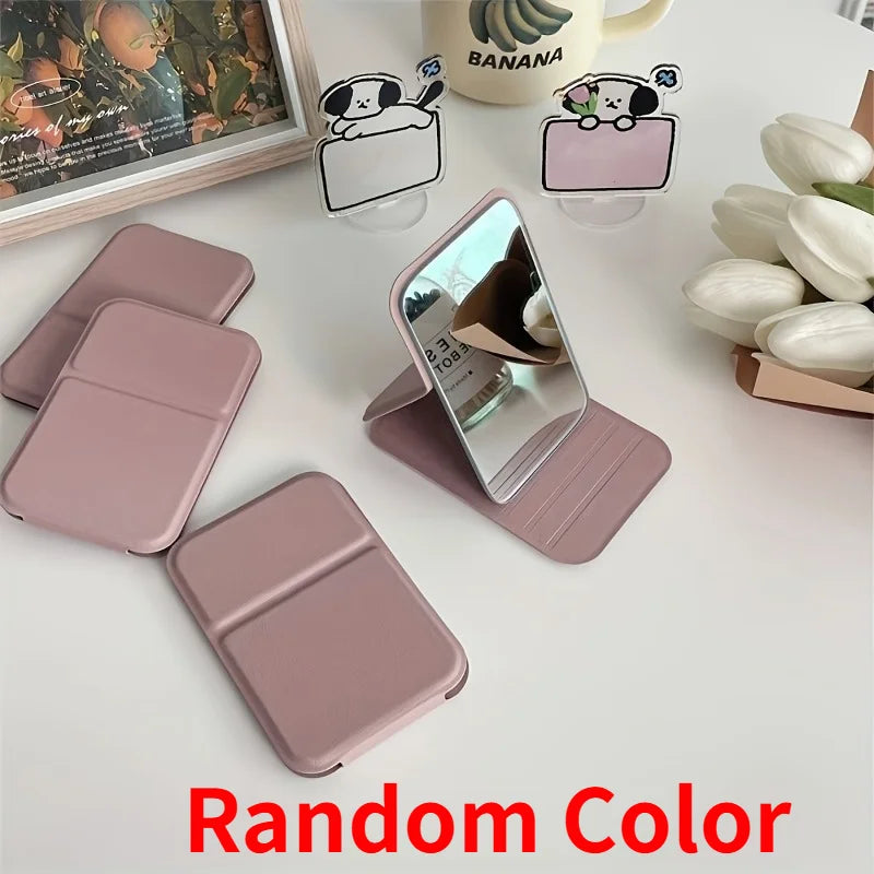 1pc Foldable Mini Makeup Mirror, Portable, Student Dormitory Desktop Standing Cosmetic Mirror For Daily Use.makeup mirror.