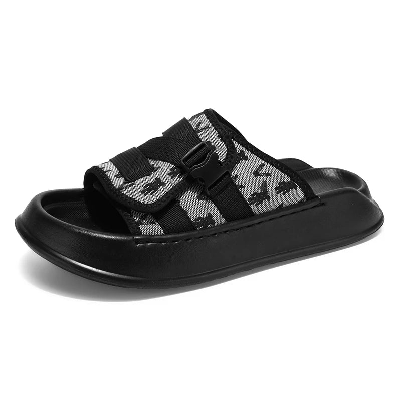 Men's thick sole casual slippers summer soft-sole non-slip outdoor walking beach shoes fashion youth breathable sports slippers