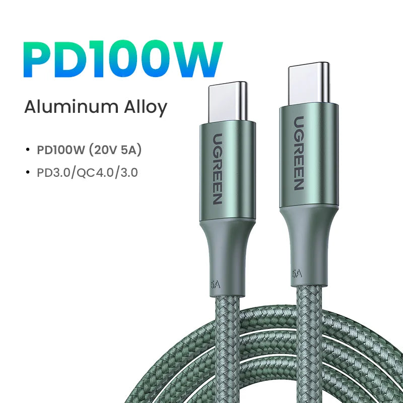 UGREEN USB C to USB C Cable PD100W USB Type C Charging Cable for MacBook Pro iPad Pro 2020 Samsung S20 S10 Quick Charger USB