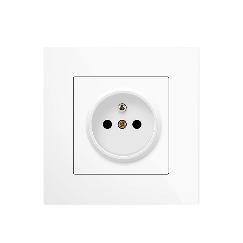 French Standard Wall Electrical Socket Panel,Household PC Plastic Electrical Outlets Plug,Black/White/Grey Power Socket 86 Type