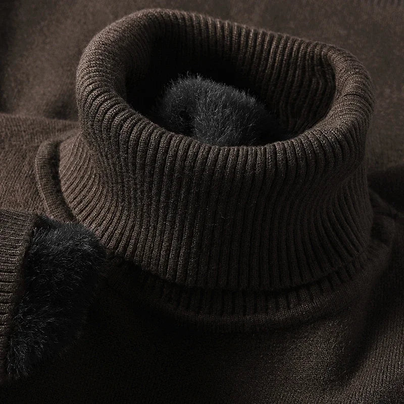 Men's Slim Fit Long Sleeve Turtleneck Sweater Anti-Pilling High Quality Knitted Solid Color Pullover Trendy Men's Clothing
