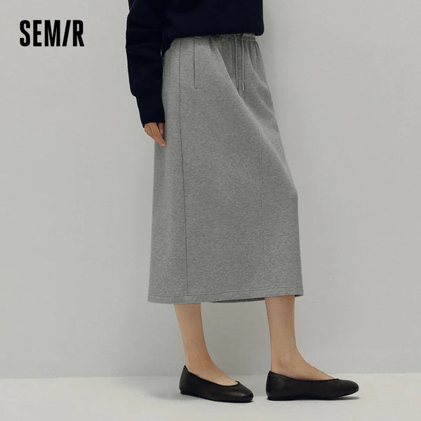 សំពត់ស្ត្រី Semir ប៉ាក់វែងត្រង់ចង្កេះយឺតស្ទីលកីឡាខោធម្មតាបែប Retro សំពត់មីឌីរដូវស្លឹកឈើជ្រុះពាក់ប្រចាំថ្ងៃ 2026