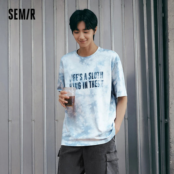 អាវយឺតបុរស Semir ឆ្នាំ ២០២៦ ប៉ាក់ដោយកប្បាសសុទ្ធ បោះពុម្ពអក្សរ ម៉ូដធម្មតា ទន់ ពាក់ប្រចាំថ្ងៃ