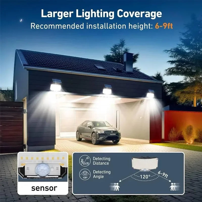 Led Solar Lamp Outdoor Motion Sensor Solar Flood Lights With Remote Control Ip65 Waterproof Security Lamps for Outside Party