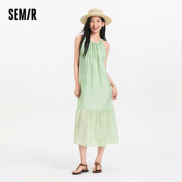 រ៉ូបស្ត្រី Semir កអាវចងខ្សែបូ ថ្ងៃឈប់សម្រាក អាវធំ Maxi រាងអក្សរ A ឆ្នាំ ២០២៦ រដូវក្តៅ រ៉ូមែនទិក ស្រស់ឆើតឆាយ ទន់ មានផាសុកភាព ថ្ងៃឈប់សម្រាក