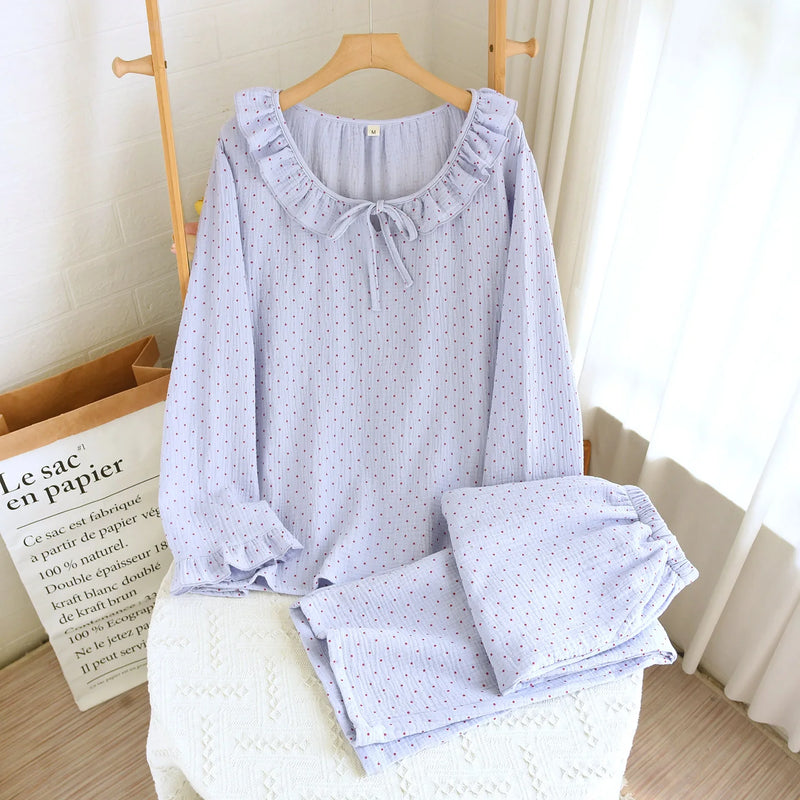 Pure Cotton Sleepwear for Spring and Autumn Comfort for Homewear Long Sleeve Women's Loungewear Suit Female Pajama Set Pijamas