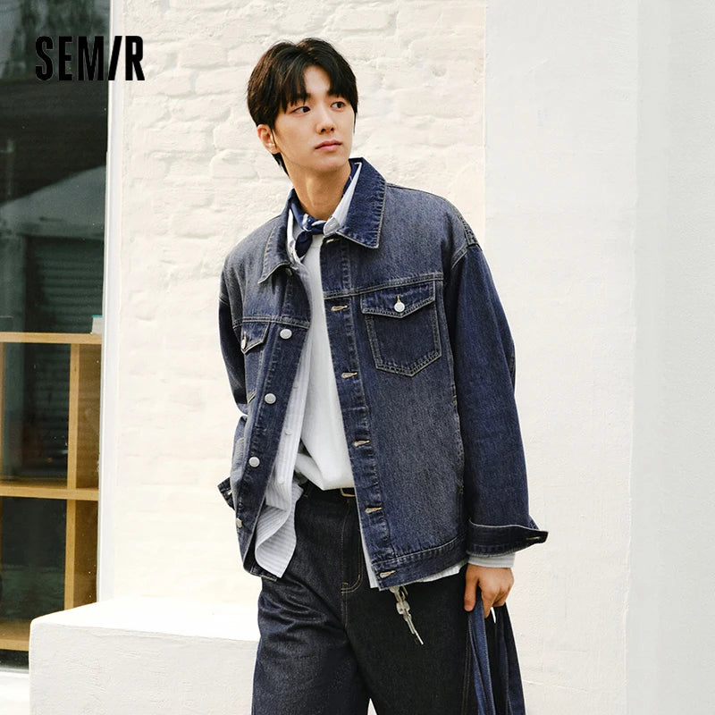 Semir Retro Jacket Unisex 2026 Spring Denim Loose Lapel Casual Versatile Fashion Comfortable Daily Wear Outerwear