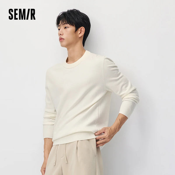អាវយឺតប៉ាក់ Semir សម្រាប់បុរស ពណ៌រឹង លាយរោមចៀម កម្ដៅ ប្រឆាំងឋិតិវន្ត ប្រឆាំងបាក់តេរី សម្លៀកបំពាក់ប្រចាំថ្ងៃរដូវរងាថ្មី ឆ្នាំ២០២៦