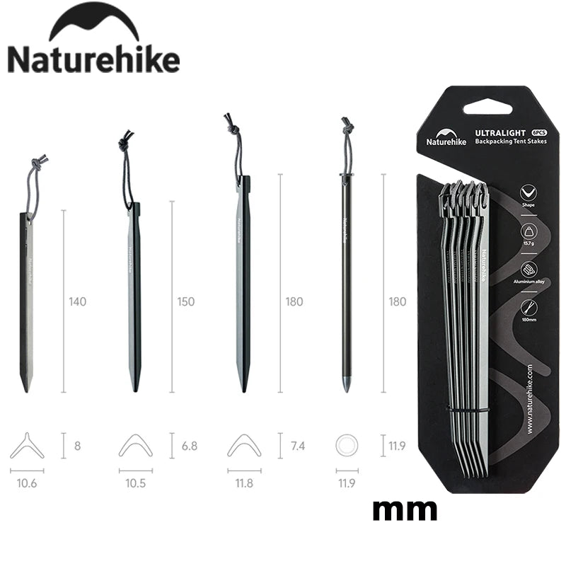 Naturehike 2026 NewHiking Tent Lightweight Tent Pegs for Outdoor Hiking and Camping Durable&Stable Compatible with All Tents