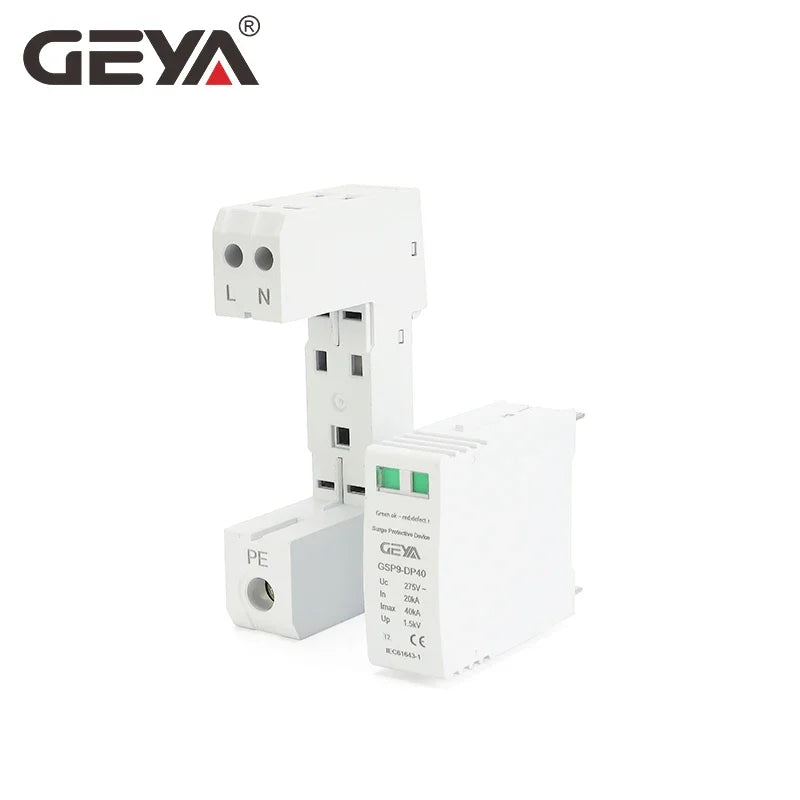 GEYA GSP9 1P+N/2P 18mm SPD ឧបករណ៍ការពារការកើនឡើង 20~40KA ឧបករណ៍ការពាររន្ទះ ឧបករណ៍បញ្ឈប់វ៉ុលទាប AC275V SPD