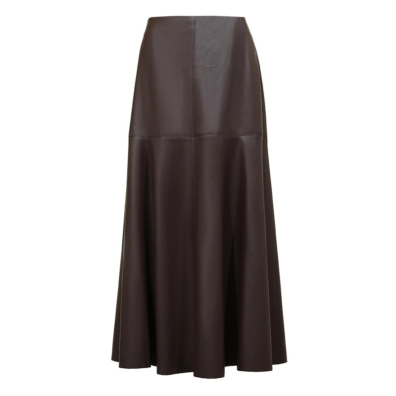 Amii Women's Elegant Long Mermaid Skirt Business Casual Faux Leather Straight Pencil Skirt Office Winter 2026 Fashion 12654001