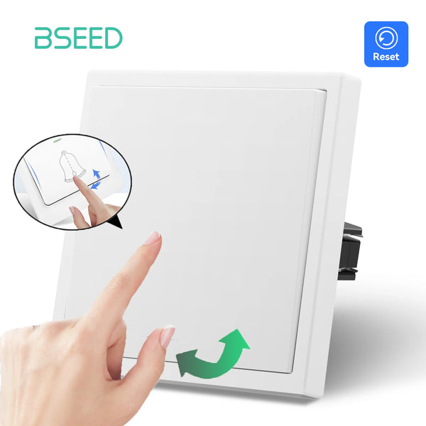 BSEED Mechanical Push Button Switch 1/2Gang 1Way Wall Light Switch Automatic Reset Switch Plastic Frame Rebound Switch