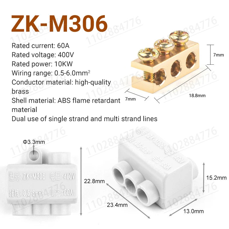 3PCS High Power Splitter Quick Wire Connector Terminal Block Electrical Cable Junction Box ZK-306 ZK-506 ZK-316 ZK516 Connectors
