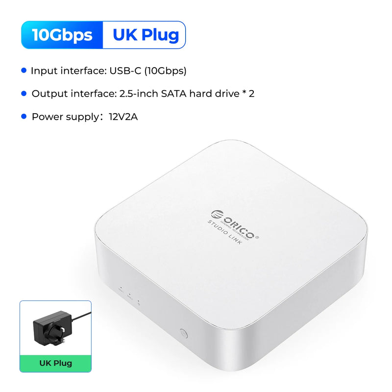 ORICO StudioLink External Hard Drive Enclosure 2.5-inch SATA External USB 3.2 to SATA 10Gbps Hard Drive Enclosure for Mac mini