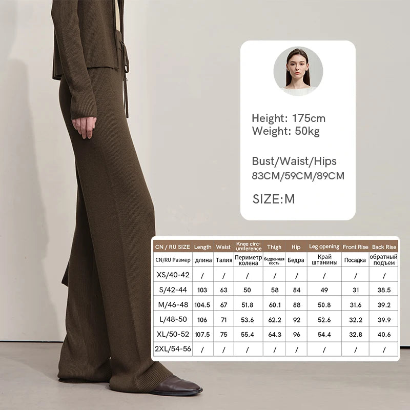 AMII Cardigan for Women 2026 Autumn New Minimalist Commuter Embroidery Versatile Slim Knitting Casual Wide-leg Trousers 12543128
