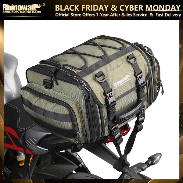 កាបូបម៉ូតូ Rhinowalk ទំហំ 19L-26L/40L-60L កាបូបដាក់ឥវ៉ាន់ខាងក្រោយធ្វើពី PVC ធន់នឹងទឹក សមត្ថភាពធំ អាចពង្រីកបានសម្រាប់ដាក់ឥវ៉ាន់នៅកៅអីខាងក្រោយ