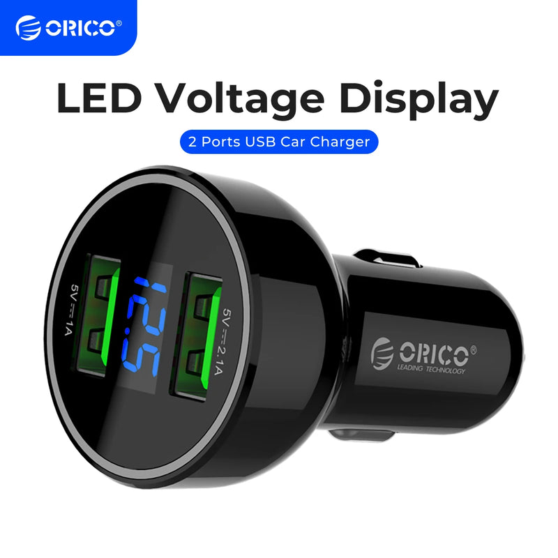 ORICO 2 Ports USB Car Charger 5V2.1A Car Charging Station For iPhone Samsung Xiaomi HUAWEI Phone Tablet Quick Charger