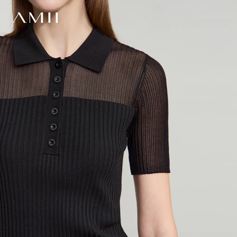 អាវប៉ាក់ Amii Minimalist សម្រាប់ស្ត្រីឆ្នាំ ២០២៦ អាវប៉ាក់ថ្មីសម្រាប់រដូវក្តៅសម្រាប់ស្ត្រី កអាវបត់ចុះក្រោម ដៃខ្លី អាវប៉ាក់រឹង ងាយស្រួលប្រើ 12522013