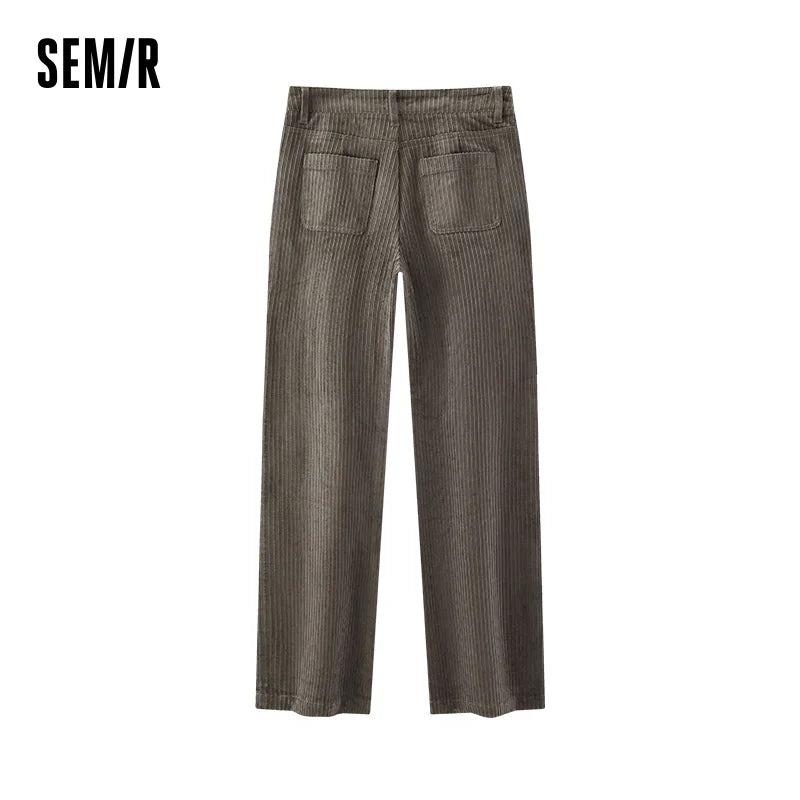 Semir Casual Pants Women Winter Textured Corduroy Micro-Flared Bell Bottoms 2025 New Retro Khaki Long Pants Women'S Clothing