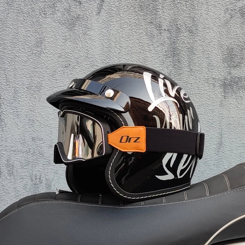 ORZ High-Quality Motorcycle Retro Helmet 3/4 Semi Covered Helmet Couple Scooter Cascos Para Moto Capacetes De Moto