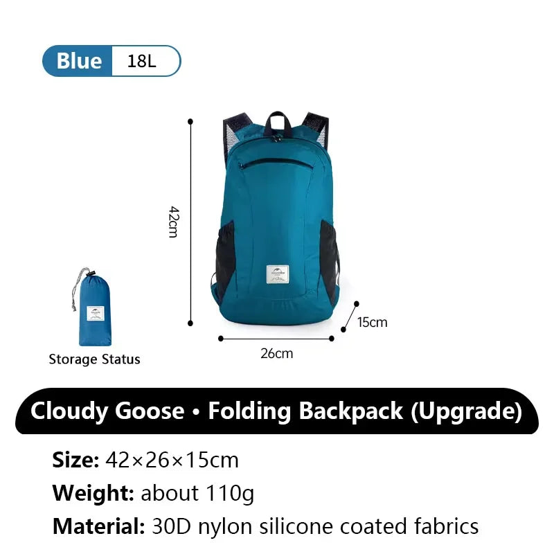 Naturehike 18L 22L 25L 30L Silicone Folding Backpack Lightweight Portable Waterproof Outdoor Camping Hiking Shoulder Skin Bag