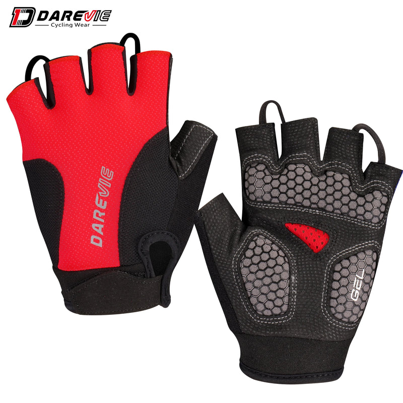 ស្រោមដៃជិះកង់ DAREVIE បន្ទះជែល 60kg/m³ ស្នោការពារការប៉ះទង្គិច ស្រោមដៃជិះកង់ពាក់កណ្ដាលម្រាមដៃ បុរស ស្ត្រី Bionic Ergonomic MTB ស្រោមដៃ Pro Team