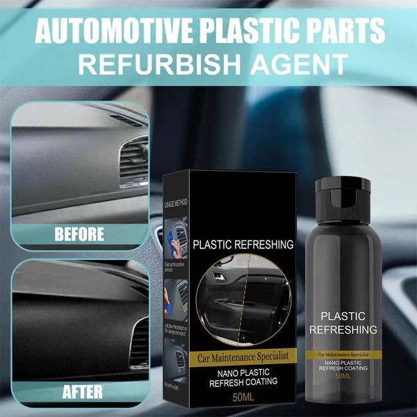SEAMETAL 50ml Car Plastic Refreshing Coating Agent Set Nano Plastic Refurbish Agent with Sponge Cloth for Car Accessories