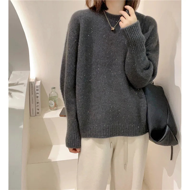 Women's Clothing Korean Loose Sweater For Woman Blouse Spring Autumn Outerwear Long Sleeve Tops Woolen Female Knitwear Jumper