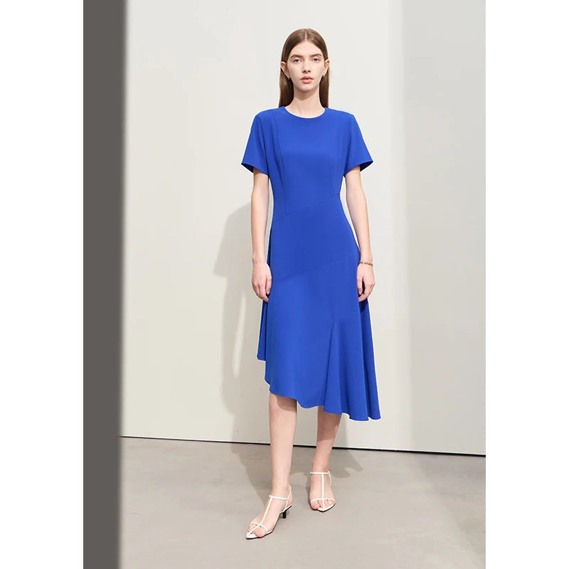 រ៉ូប Amii Minimalism រដូវក្តៅឆ្នាំ ២០២៦ រ៉ូបថ្មីសម្រាប់នារី កមូល បែកជាពីរ ដៃអាវខ្លី មិនស្មើគ្នា រ៉ូបសម្រាប់នារី ស្ដើង រឹងមាំ 12442188