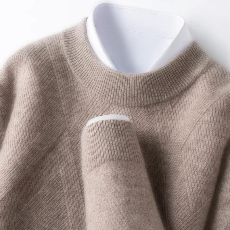 100% Wool Old Money Style Sweater,  Autumn-Winter Thermal Vintage Christmas Red Knit Sweater Crew Neck Pullover