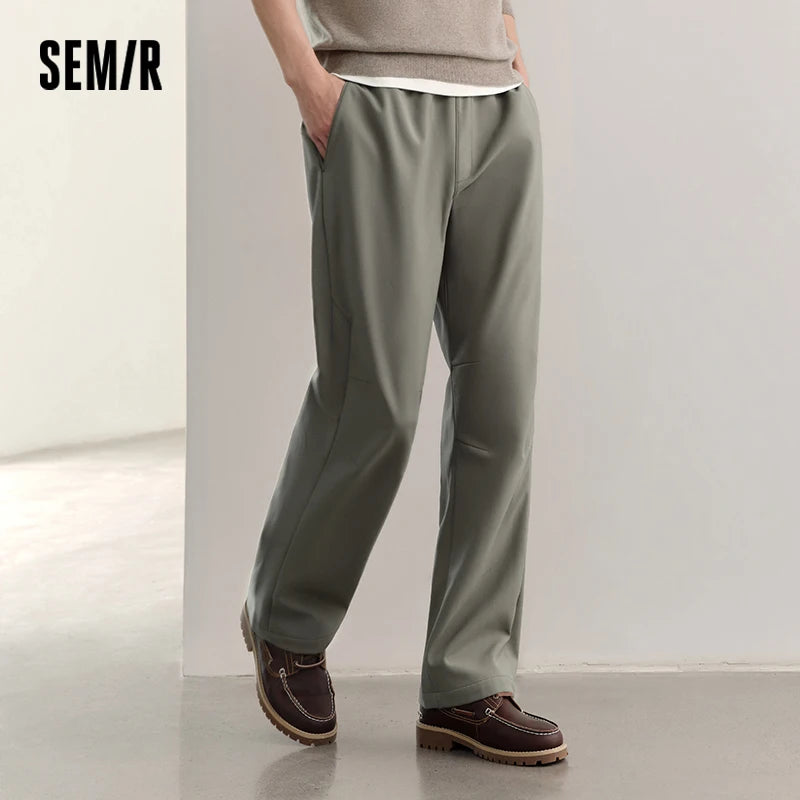 Semir Men Casual Pants Thermal Warmth Water Repellent Panel Design Solid Color Regular Fit Straight Leg 2026 New