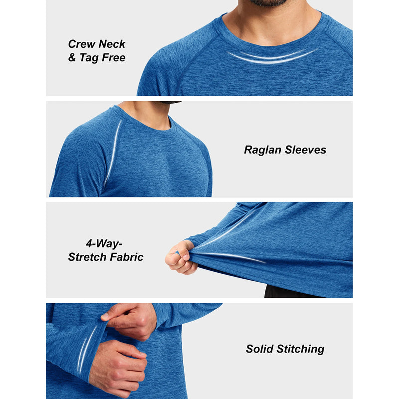TACVASEN Men's UPF 50+ Sun Protection Long Sleeve T-Shirt Quick Dry Breathable Athletic Tee Running Fishing Hiking Workout