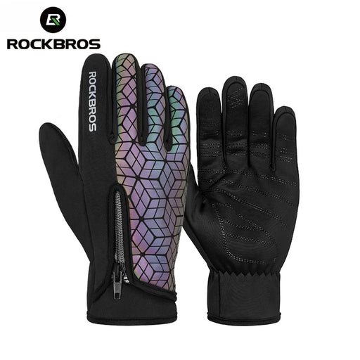 ROCKBROS Winter Bicycle Gloves Touch Screen Thermal Fleece Climbing Skiing Bike Gloves Men Women Windproof Warm Cycling Gloves