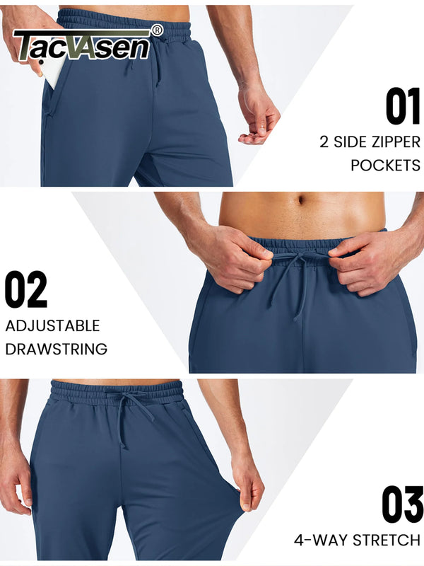 TACVASEN Men's Fleece Joggers with Pockets Winter Warm Pants Workout Athletic Gym Running Sweatpants for Men Drawstring Casual