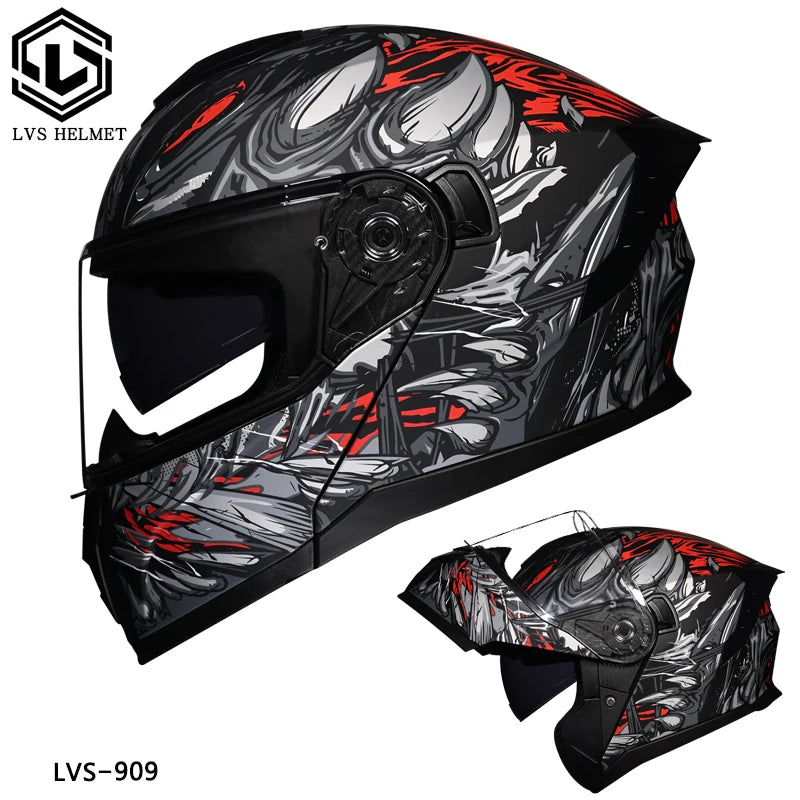 LVS high-quality motorcycle helmet modular flip helmet casque moto semi full duplex helmet suitable for both men and women DOT