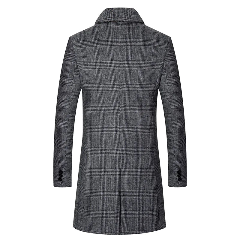 High Quality Mens Dark Gray Wool Trench Coat Winter Warm Long Jacket Business Casual Party Asian Size M-4XL