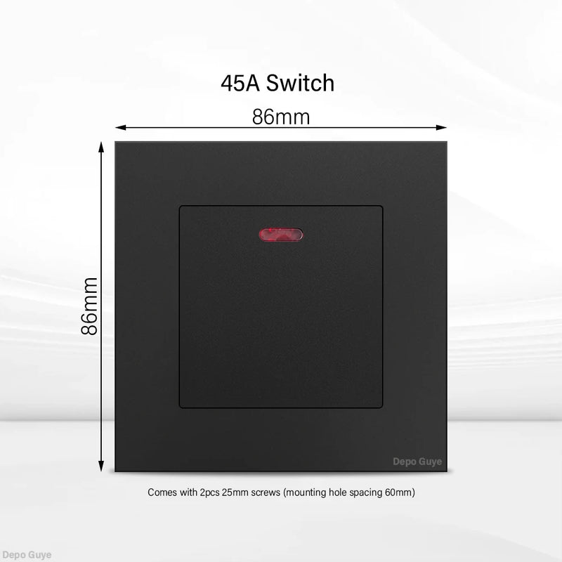 Black UK 13A Wall Socket with USB Type C 18W Quick Charge Plug Socket,Universal Wall power outlet 220V Electrical Light Switch