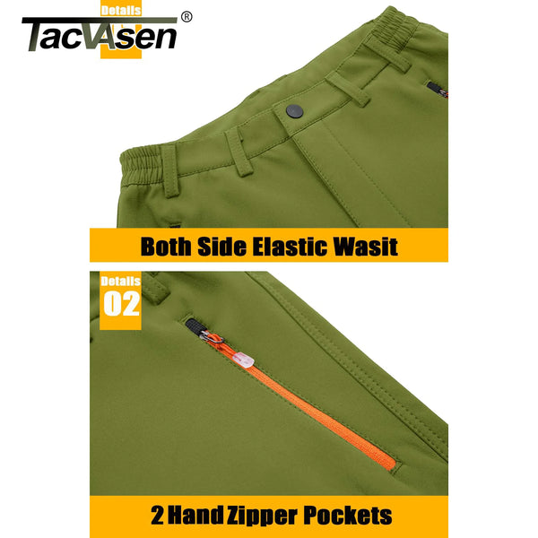 TACVASEN Winter Ski Pants Mens Warm Thermal Waterproof Pants Fleece Lined Trousers Outdoor Hiking Mountain Work Pants Windproof