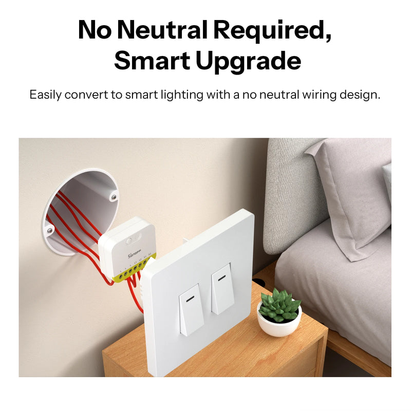 SONOFF MINI DUO-L 2-Gang Zigbee Smart Switch MINI-ZB2GS-L No Neutral Wire Required Dual-Channel External Switch Control Smaller
