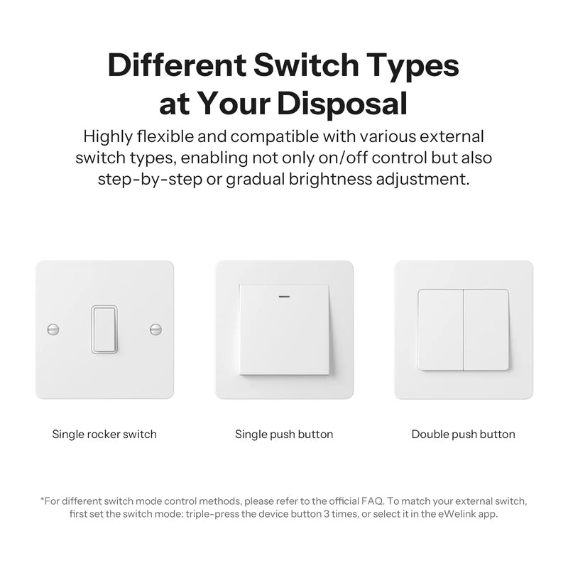 SONOFF MINI-DIM Extreme Matter Over Wi-Fi Smart Dimmer Switch Flicker-Free Dimming Wide Lighting Compatibility Power Monitoring