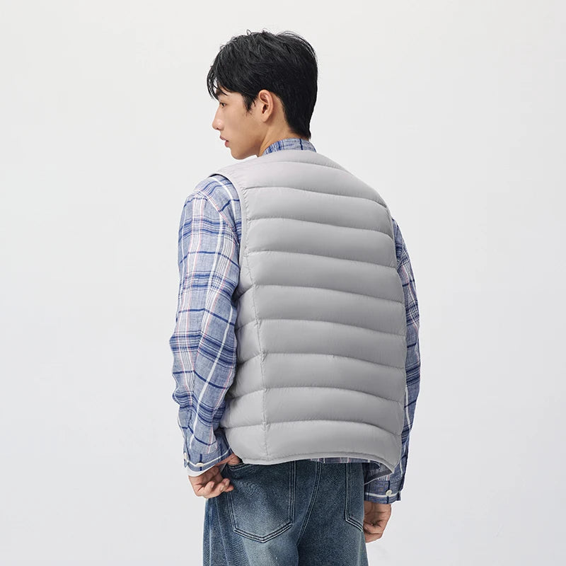 Semir Men Down Vest Lightweight 90 Percent Down Fill Water Repellent Windproof Solid Color Quilted 2026 New Winter Daily Wear