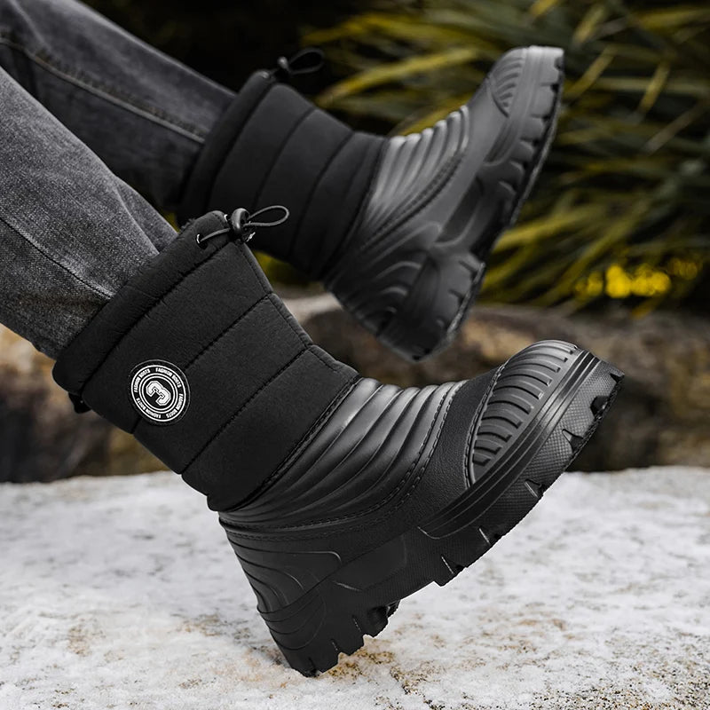 Men's snow boots winter new warm plush light casual boots soft sole anti-slip plus size outdoor boots fashion high-top work shoe