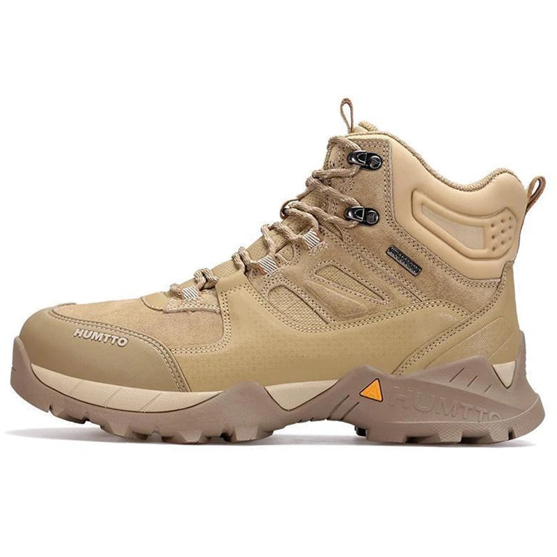 HUMTTO Leather Hiking Boots for Men Luxury Designer Waterproof Outdoor Shoes Climbing Trekking Sneakers Mens Safety Ankle Boots