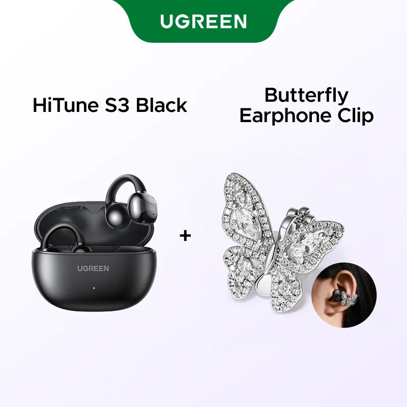 UGREEN Open Ear Clip Wireless Earbuds Bluetooth Sports Earphones Headphones in Mic with Earhooks & Ear Hook