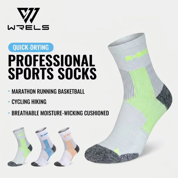 WRELS 1/2/3 Pairs Ankle Socks Cushioned Compression Athletic Socks Men Women Moisture Wicking Anti Odor Gym Travel Running Socks