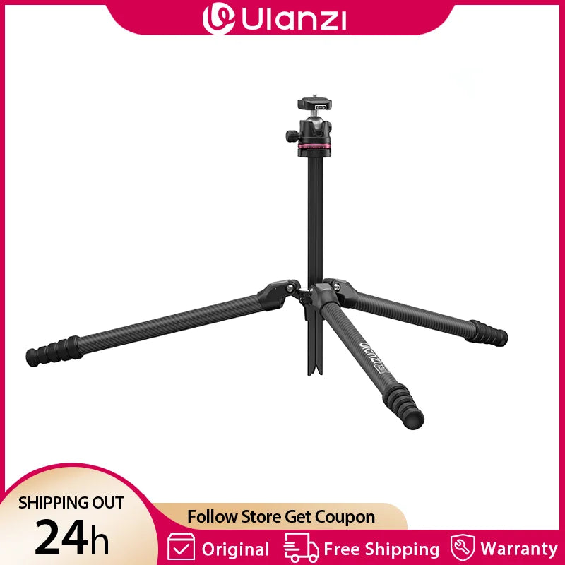 ជើងកាមេរ៉ា Ulanzi Professional 2-in-1 ធ្វើពីសរសៃកាបូន Ulanzi TZ01 សម្រាប់ធ្វើដំណើរ ជាមួយនឹងការបង្វិល 360° សម្រាប់កាមេរ៉ា DSRL ការថតរូប Low Angel Shoot