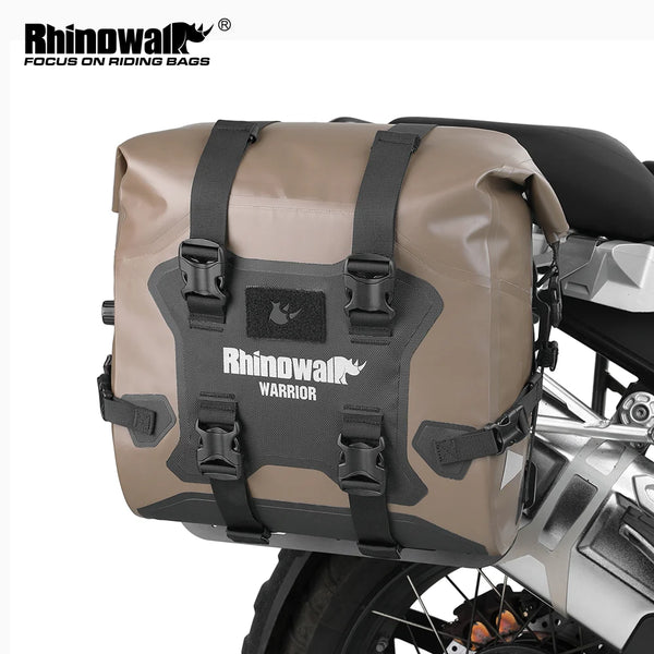 កាបូបចំហៀងម៉ូតូ Rhinowalk ការពារទឹកជ្រាប 24L កាបូបដាក់កែបម៉ូតូ 1 ឬ 2 ដុំ ជាមួយនឹងសន្ទះខ្យល់សម្រាប់ទ្រទ្រង់