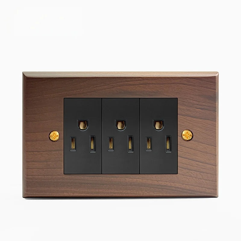 Pure solid wood antique American wall socket switch panel, Brazil Taiwan Thai Japan b&B vintage 15A wall light switch 118mm*75mm