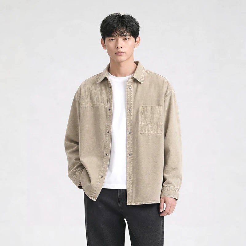 Semir Men Shirt Denim Long Sleeve Classic Loose Lapel Retro Casual Style 2026 Autumn Soft Streetwear Everyday Top Daily